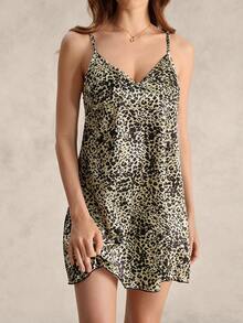EverLounge 1 buah Gaun Tidur Camisole Motif Leopard Bahan Sutra Imitasi - MultiWarna - View 4