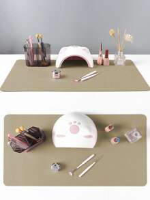 Alas Meja Nail Art Tahan Air dan Tahan Lama, Terbuat dari Kulit PU yang Tahan Air dan Lembut, Dirancang untuk Meja Studio dan Sandaran Tangan Nail Art yang Dapat Dilipat. Ideal untuk Seniman Kuku di Salon dan untuk Penggunaan di Rumah. - Krem - View 5