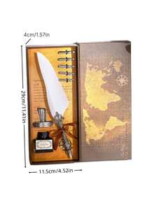 1 bút lông vũ vương miện phong cách retro kèm hộp quà bút mực, dùng nhúng mực, phù hợp làm quà lưu niệm ký tên đám cưới hoặc quay lại trường học - Màu xám - Xem 4