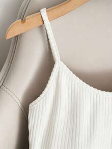 GlowEve CURVE Plus Size Women's Elegant Spaghetti Strap Basic Ribbed Elastic Camisole - Beige - View 3
