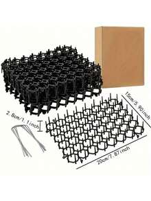 12pcs Anti-Cat Deterrent Spikes - Plastic Cat Repelling Thorn Net With Barbed Wire Design, Suitable For Cat, Indoor/Outdoor Use, Black, Pet Product | Modular Nail Bar | Easy Installation - multicolor - View 3