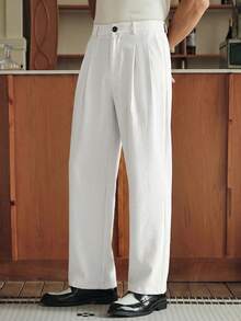 SWAVVY Pantalones casuales versátiles de unicolor para hombres - Blanco - Ver 2
