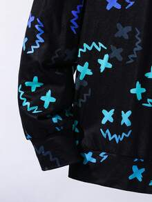 SHEIN Teen Boy Cartoon Glow-In-The-Dark Print Hoodie & Sweatpants Set - Multicolor - View 7