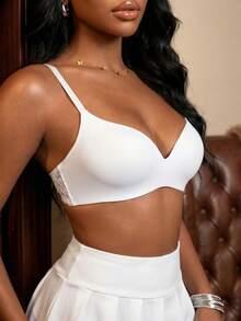 Bare Chapter NudeFit 1pc Smooth Underwire Thin Padded Seamless Gather No Show High Support Basic Bra - White - View 1