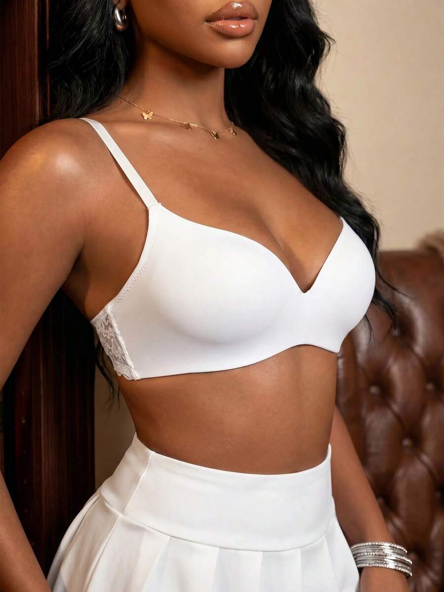 Bare Chapter NudeFit 1pc Smooth Underwire Thin Padded Seamless Gather No Show High Support Basic Bra - White - View 1