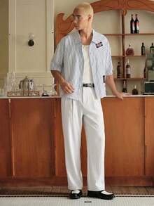 SWAVVY Pantalones casuales versátiles de unicolor para hombres - Blanco - Ver 4