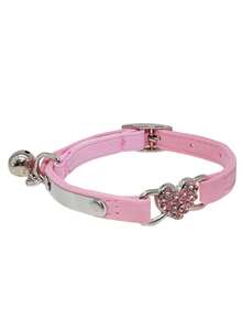 1pc Pet Collar With Rhinestone Heart & Bell Decoration, Cat Collar - Multicolor 3 - View 5