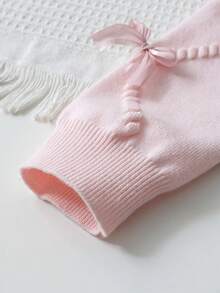SHEIN Playful Pals 2件組可愛長袖3D蝴蝶結裝飾毛衣與百褶裙套裝，適合年輕女孩，秋冬款 - 粉色 - 查看 6
