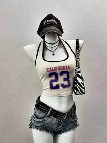 Attitoon Women's Letter & Number Print Halter Neck Casual Versatile Everyday Top - Multicolor - View 3