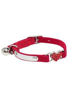1pc Pet Collar With Rhinestone Heart & Bell Decoration, Cat Collar - Multicolor 3 - View 7