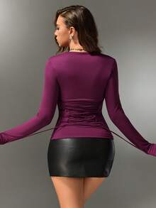Nuvra Women's 2-In-1 Double Layer 2 In 1 Slimming Waist-Shaping Body-Sculpting Top - Burgundy - View 2