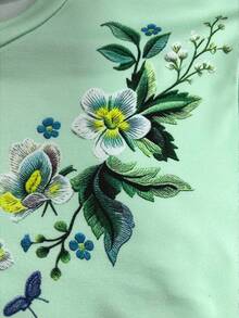 EMERY ROSE Floral Print Short Sleeve Top,Regular Sleeve Round Neck Tee With High Stretch Fabric And Floral Detail Casual, All Season - Multicolor - View 5