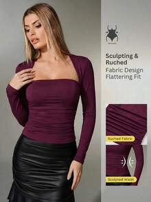 Nuvra Women's 2-In-1 Double Layer 2 In 1 Slimming Waist-Shaping Body-Sculpting Top - Burgundy - View 1