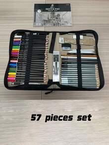 Four Options Of Sketch Pencil Sets With 39/57/81/105 Pieces Are Available. This Professional Charcoal Art Set Is Perfect For Sketching And Figure Drawing. It Comes With A Portable Canvas Storage Bag And Is Cost-Effective. - Sets - View 12