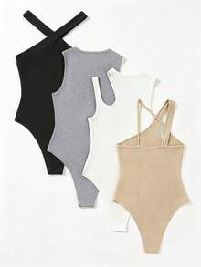 SHEIN Unity 女款純色休閒百搭日常穿搭連身衣 - 彩色 - 查看 2