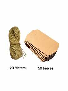 50pcs Kraft Paper Pillow Candy Boxes Foldable Gift Box With 20m Jute Rope Jewelry Holder Wedding Birthday Holiday Party - Multicolor - View 4