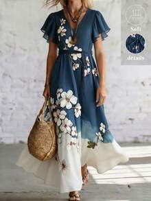 EMERY ROSE Damen Sommer Lässig Farbblock Patchwork Blumenmuster Kleid - Verschiedenfarbig - Übersicht 1