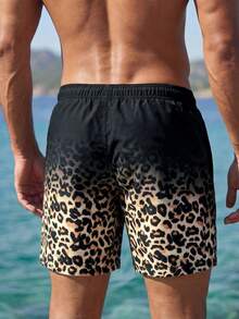 Manfinity Swimmode 男士度假休閒漸層豹紋沙灘短褲 - 彩色 - 查看 6