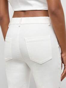 Maija Women's Casual Elegant Versatile Slim Fit Cropped Pants, Going Out Everyday Tea Party Vacation Brunch Picnic Outfits, Work For White Summer - White - View 9
