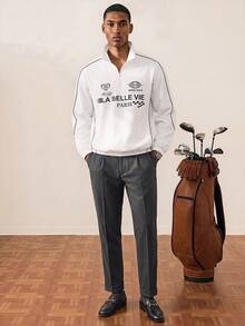 Tonviero Chaqueta casual de hombre con estampado de letras, para primavera/otoño, estilo fútbol - Blanco - Ver 5