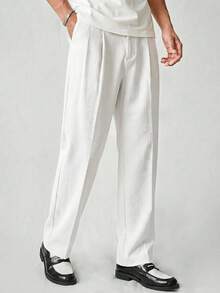SWAVVY Pantalones casuales versátiles de unicolor para hombres - Blanco - Ver 6