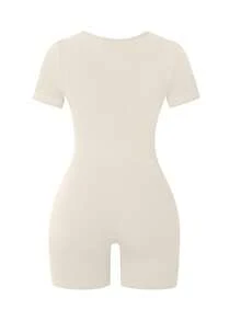 Slayform Slayform Seamless Ribbed High Elasticity Yoga Jumpsuit - Khaki - View 4