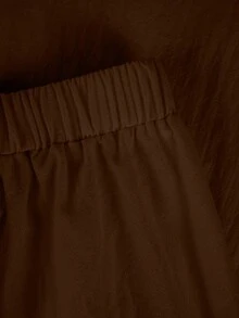EMERY ROSE Plus Size Women's Casual Pure Cotton Solid Color Long Pants With Pockets And Button Closure - Brown - View 6
