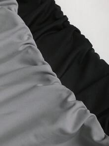 Sweetra 女款歐美時尚兩件套，金屬裝飾扭結不對稱修身顯瘦迷你洋裝，休閒日常通勤百搭 - 彩色 - 查看 8