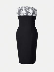 Nuvra Women's Lace Trim Black Sexy Waist Cinched Long Evening Dress - Black - View 9