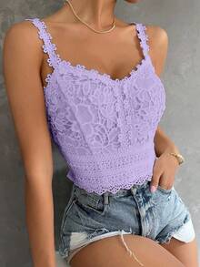 Glyssa 女款花卉刺繡圖案修身百搭日常穿著上衣 - 淡紫色 - 查看 3