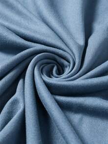 Manfinity Homme Kaos Pria Lengan Pendek Kerah Bulat dengan Saku Tempel di Dada Kiri dan Label Kulit - Dusty Blue - View 6