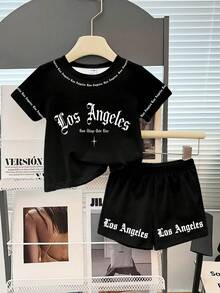 2pcs Baby Boy Street Style English Letter Print Vest + Shorts Set, Suitable For Outings In Summer - Multicolor - View 4