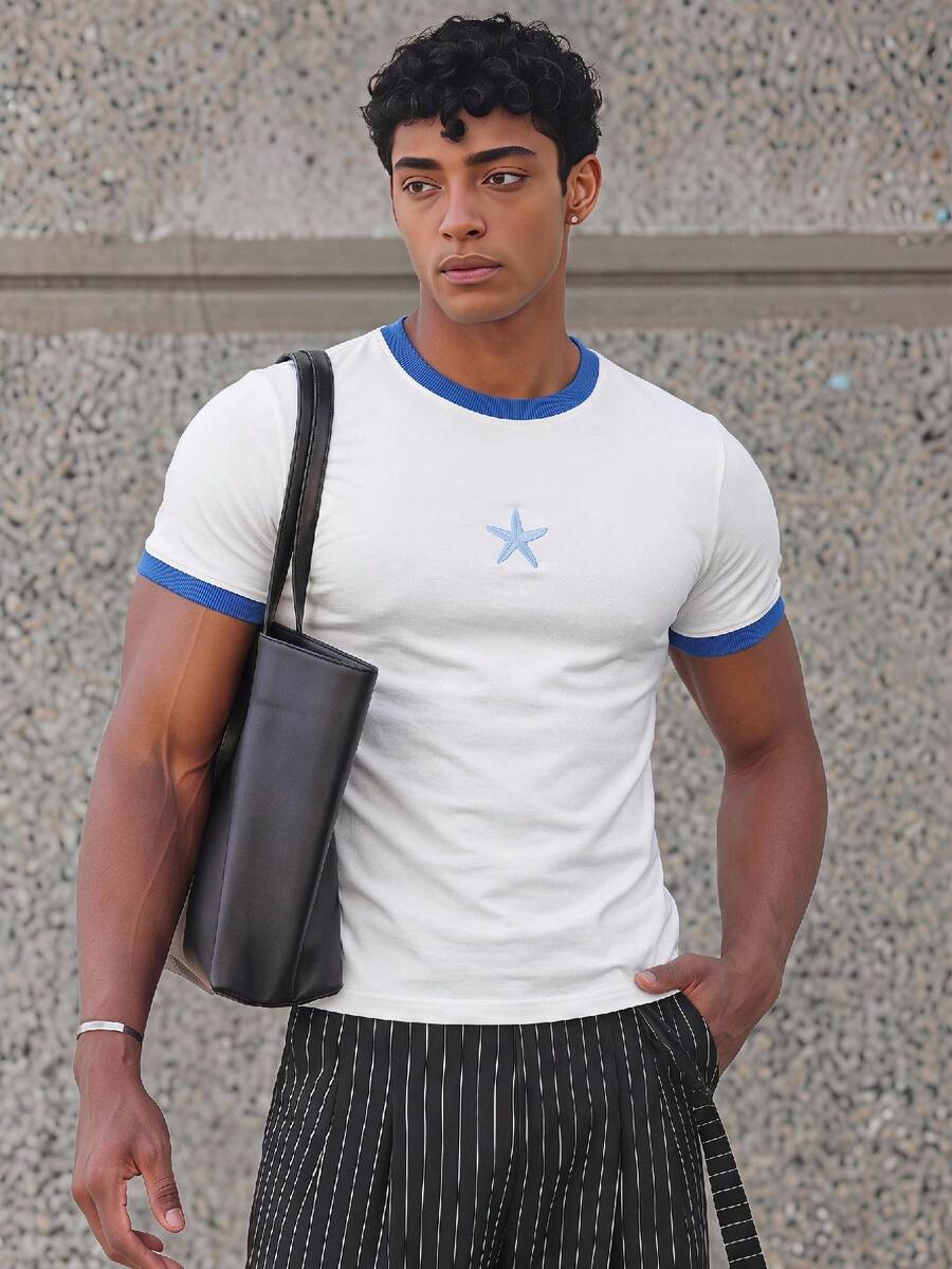 ESTAVOR Men's 2026 World Cup T-Shirt,Blue And White Stripe,Summer,Street Wear,Holiday,Casual Loose Fit Short Sleeve Graphic Tee,Breathable Football Jersey,1pc - White - View 1