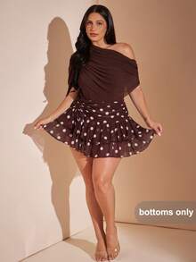SHEIN BAE CURVE 大尺碼女款波點短款多層百褶裙 - 彩色 - 查看 4