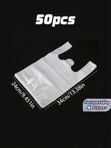 A Set Of 50 White Transparent Plastic Bags, Breakfast Bags, Disposable Food Packaging Bags, Supermarket Grocery Plastic Bags Suitable For Daily Use - transparent - View 16