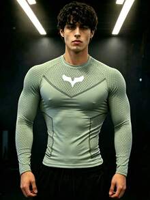GymBeat Men's Geometric Print Patchwork Sports T-Shirt - Multicolor - View 3