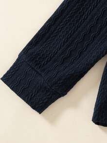 Souflis Souflis Baby Girl Preppy Cute Cow Girl Casual Old Money 2 Pieces Set, Small Cable Knit Collared Polo Cardigan + Pleated Skirt, 6M-3T Navy Blue White - Multicolor - View 8