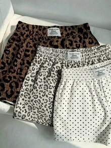 SHEIN EZwear 3件套女士休闲迷彩印花短裤套装，梭织面料，舒适日常穿着 - 彩色 - 查看 4