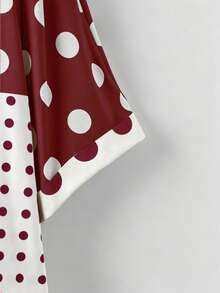 Linhara Plus Size Women Polka Dot Patchwork T-Shirt, Suitable For Daily Commute In Spring And Summer - Multicolor - View 5