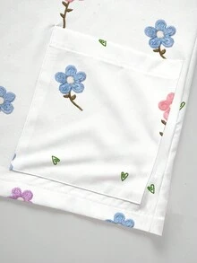 PopScrub 女款花卉印花V領短袖口袋制服上衣 - 彩色 - 查看 3