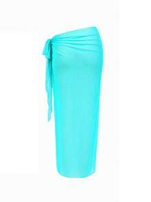 Swim Oasis Women's Oasis One-Piece Turquoise Blue Swimsuit Set, Elegant Breezy Sexy High-End Vacation Evening Style, Multi-Ruffle Halter Neck Strap Beach Summer - Mint Blue - View 8