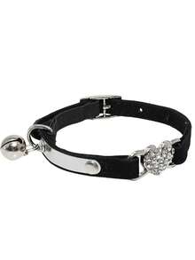 1pc Pet Collar With Rhinestone Heart & Bell Decoration, Cat Collar - Multicolor 3 - View 16