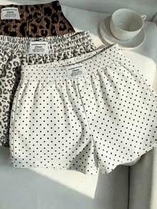 SHEIN EZwear 3件套女士休闲迷彩印花短裤套装，梭织面料，舒适日常穿着 - 彩色 - 查看 5