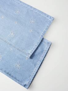 GlowEve Women's Casual Washed Embroidered Denim Long Pants - Light Wash - View 4