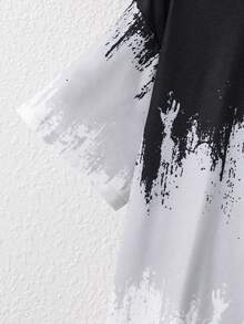SHEIN 兒童 2 件組大童男孩灰色、白色與黑色紮染漸層效果短袖 T 恤與長褲套裝，適合春夏戶外休閒穿著 - 彩色 - 查看 6