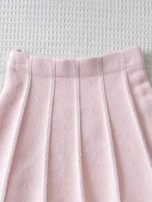 SHEIN Playful Pals 2件組可愛長袖3D蝴蝶結裝飾毛衣與百褶裙套裝，適合年輕女孩，秋冬款 - 粉色 - 查看 7
