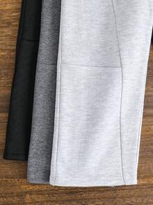 SHEIN 兒童3件組小男孩休閒可愛日常舒適經典黑白灰寬鬆直筒衛衣褲套裝，買2送1，適合外出、學校、聚會，秋冬開學季衣著 - 彩色 - 查看 7