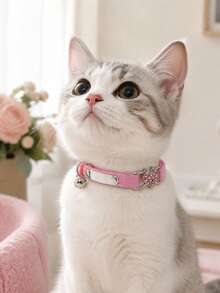 1pc Pet Collar With Rhinestone Heart & Bell Decoration, Cat Collar - Multicolor 3 - View 10