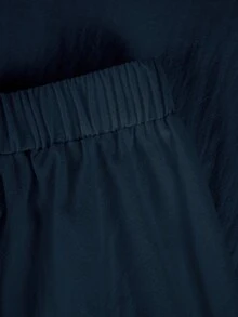 EMERY ROSE Pantalones largos casuales de algodón puro de unicolor con bolsillos y cierre de botones para mujer de talla grande - Azul Marino - Ver 4
