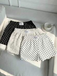 SHEIN EZwear 3件組舒適女款休閒短褲，梭織面料，適合日常穿著，迷彩印花短褲套裝 - 彩色 - 查看 3